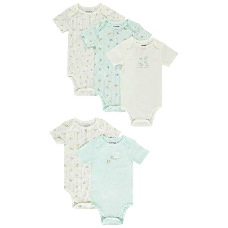 Lot de 5 bodies manches courtes motifs tortues pour bébé fil