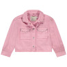 Veste en jean uni à col chemise et clous fantaisie fille