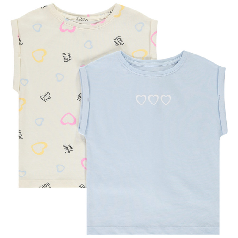 Lot de 2 t-shirts manches courtes forme boîte fille
