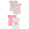 Lot de 4 t-shirts manches courtes volantées pour bébé fille
