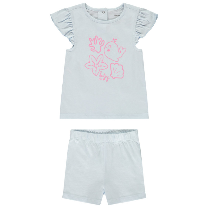 Set pyjama court en jersey print océan pour bébé fille