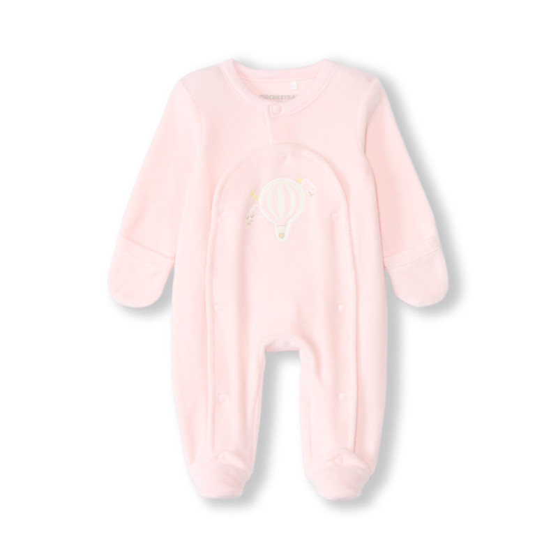 Dors-bien en velours patch montgolfière pour bébé fille prém