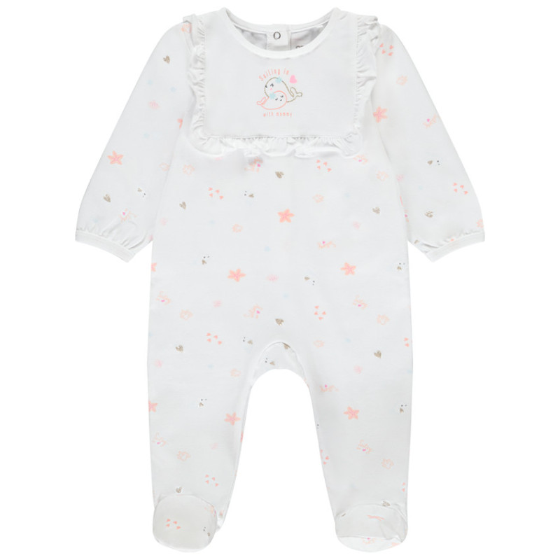 Dors-bien imprimé effet plastron volanté pour bébé fille