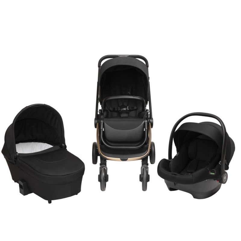 Poussette trio Alba avec nacelle noir/champagne