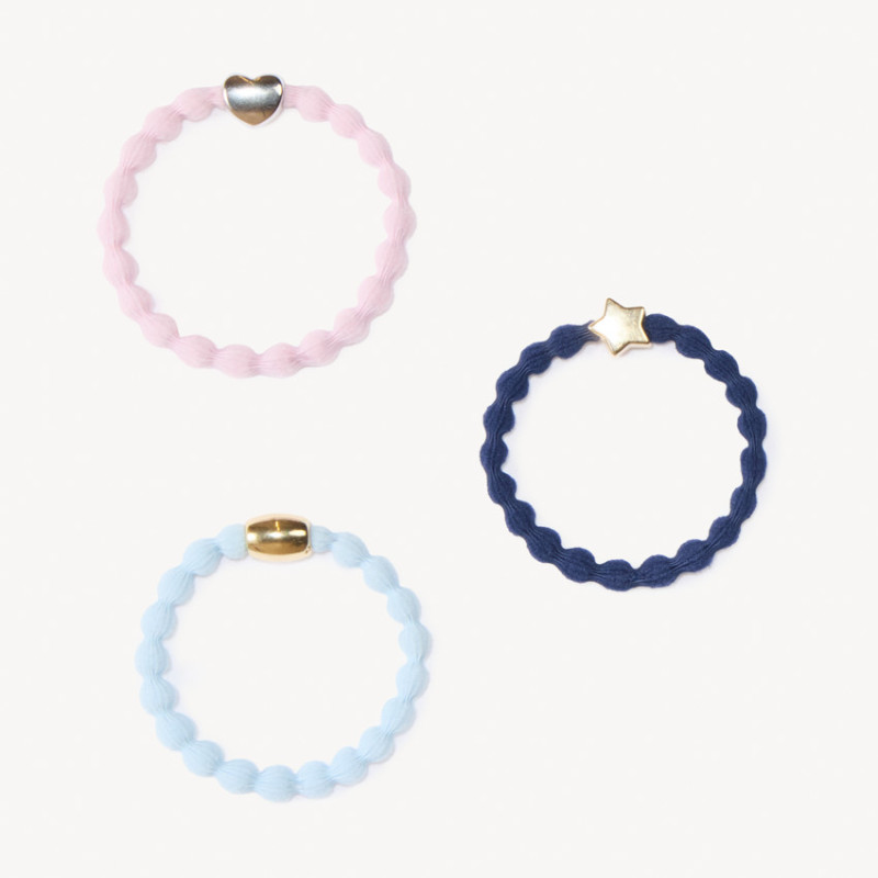 Lot de 3 élastiques fantaisie + charm fille