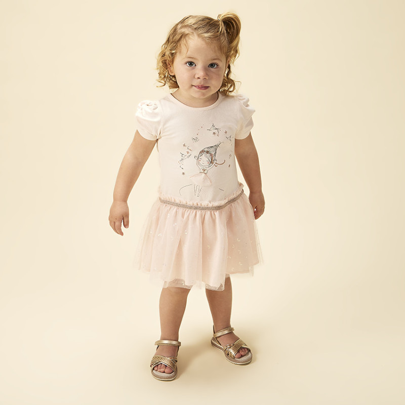 Robe effet 2 en 1 à tulle imprimé papillons pour bébé fille