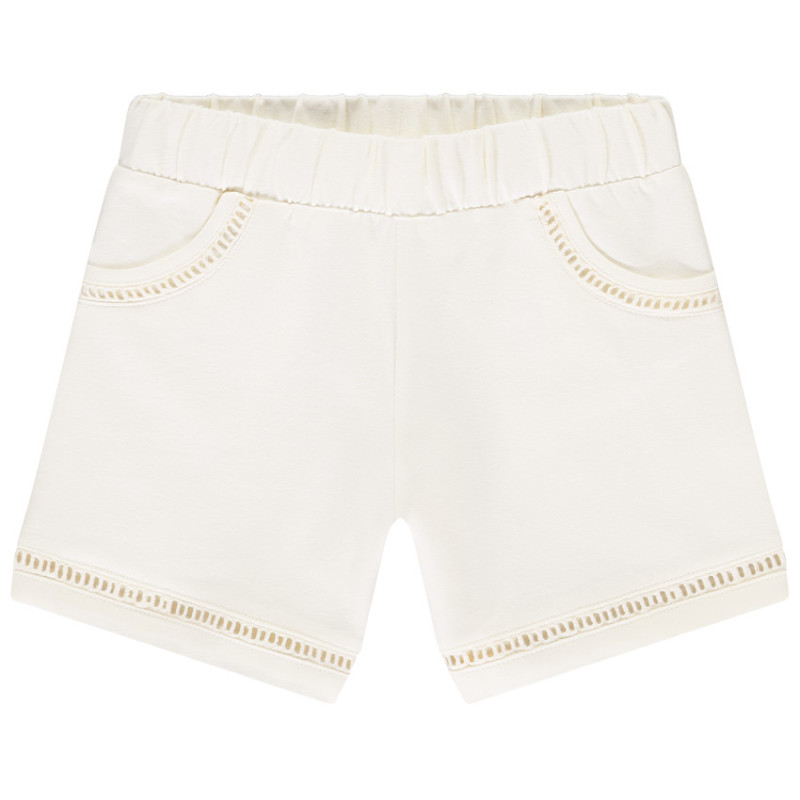 Short uni en molleton avec détails ajourés fille