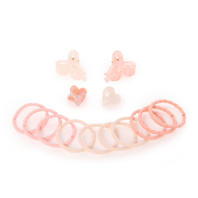 Lot de 4 barrettes nacré et 10 élastiques fille