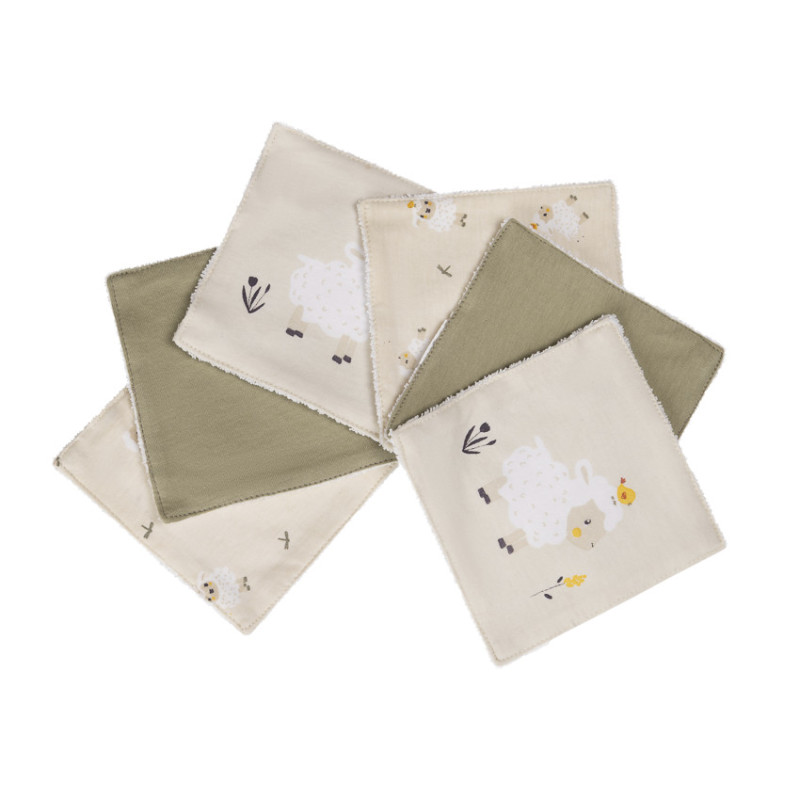 Lot de 6 lingettes lavables 12 x 12 cm en coton La Vie à la 