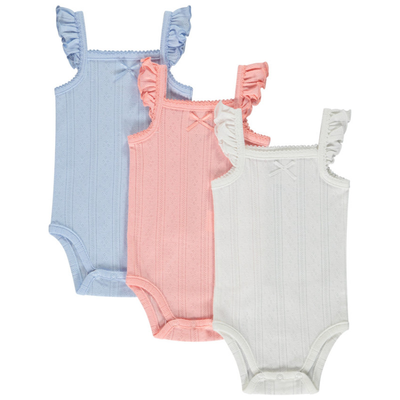 Lot de 3 bodies sans manches en maille pointel pour bébé fil