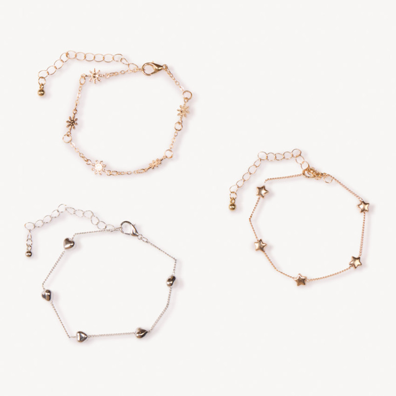 Lot de 3 bracelets unis en chaine fille