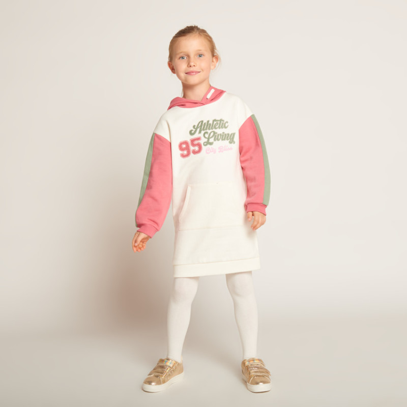 Robe en molleton à capuche effet colorblock fille