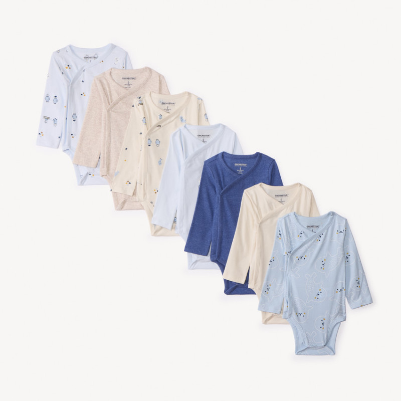 Lot de 7 bodies manches longues fantaisie pour bébé garçon a