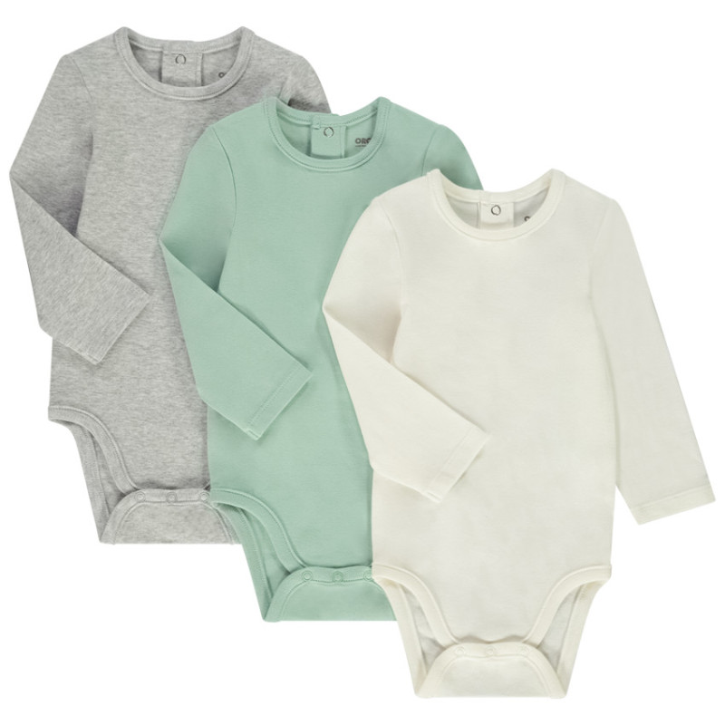 Lot de 3 bodies manches longues unis pour bébé