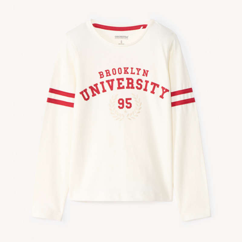 T-shirt manches longues print varsity fille