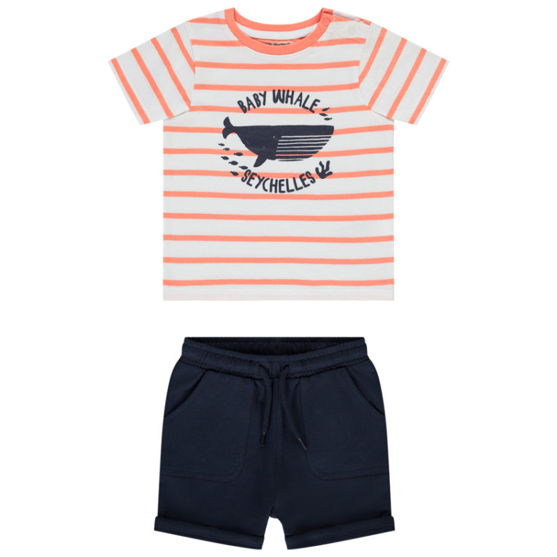 Ensemble court t-shirt rayé + bermuda pour bébé garçon
