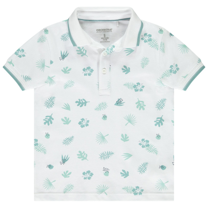 Polo manches courtes imprimé feuilles garçon