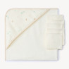 Set de bain bi-matière cape + lingette fantaisie pour bébé