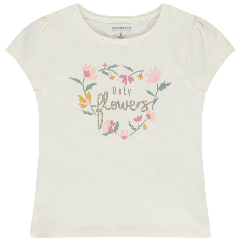 T-shirt manches courtes printé à paillettes fille