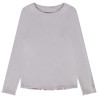 T-shirt manches longues côtelé avec fleur brodée pour fille