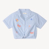 Chemise manches courtes rayée effet noué fille