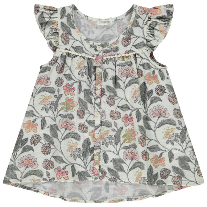 Tunique manches courtes imprimé floral fille