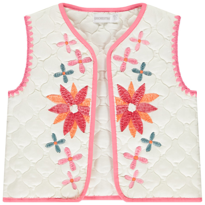Gilet sans manches en voile brodé fantaisie fille