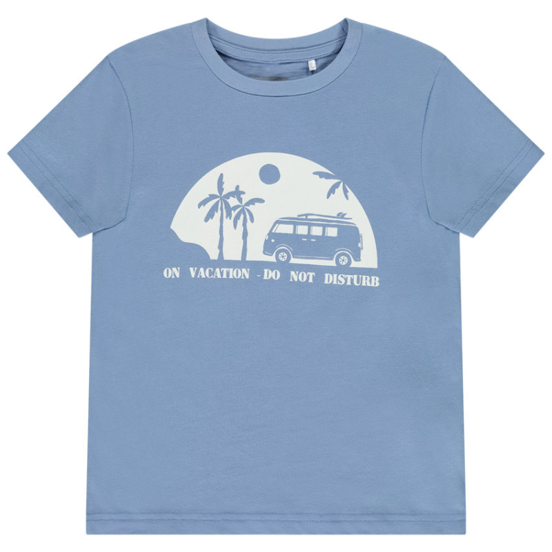 T-shirt manches courtes uni avec print fantaisie garçon