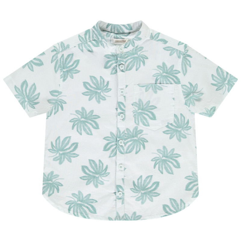 Chemise manches courtes à col mao imprimé garçon