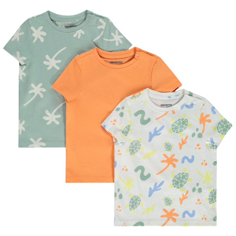 Lot de 3 t-shirts manches courtes unies et imprimées pour bé