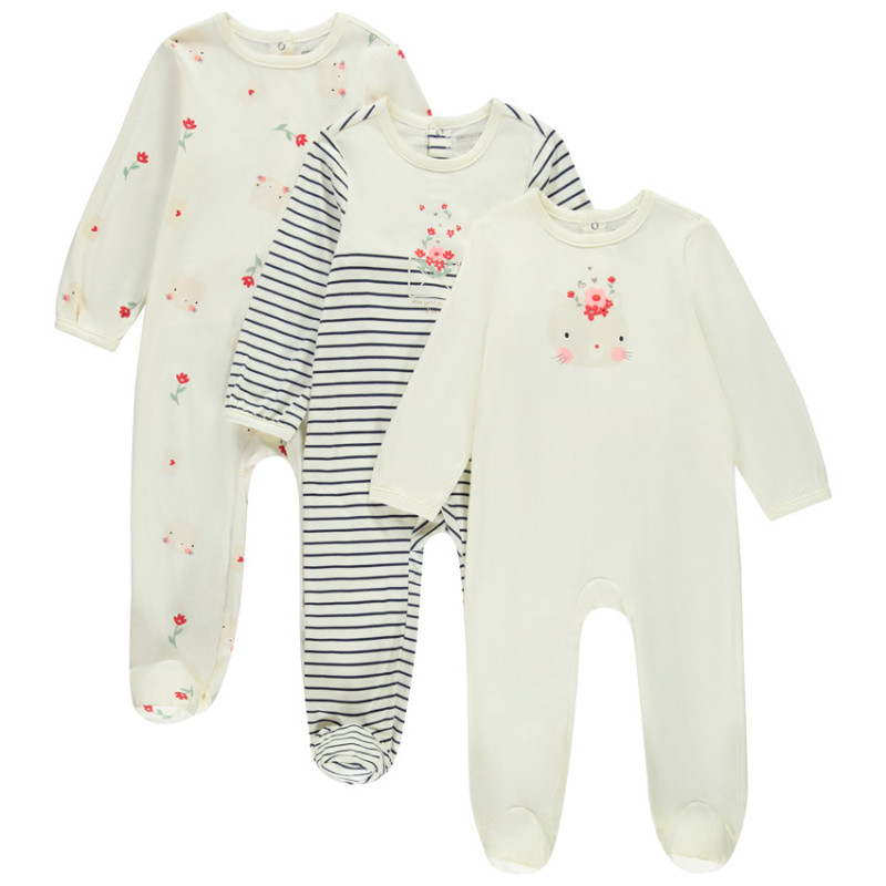 Lot de 3 dors-bien fantaisie pour bébé fille avec ouvertures