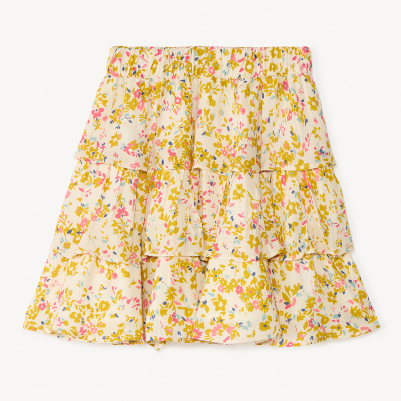 Jupe volantée effet froissé à imprimé fleuri fille