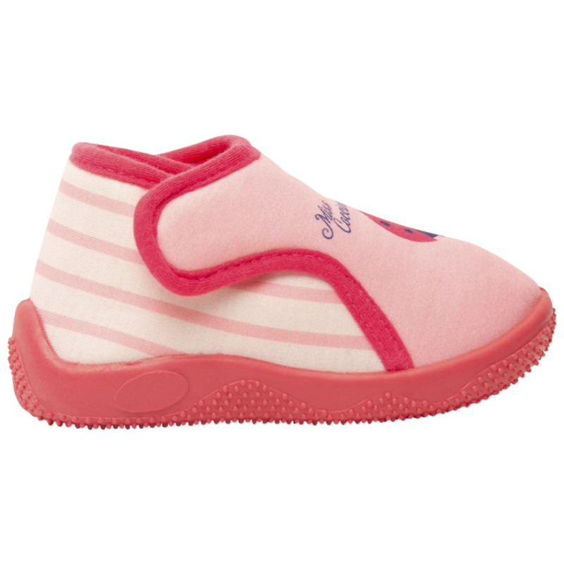 Chaussons forme bottillons print coccinelle à scratch pour b