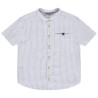 Chemise manches courtes rayée à col mao garçon