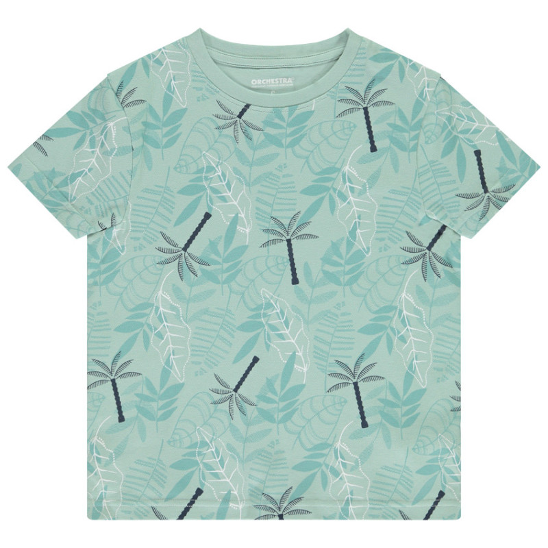 T-shirt manches courtes imprimé feuilles/palmiers garçon