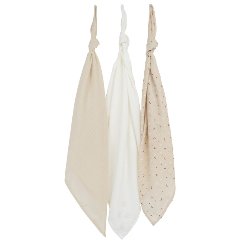 Lot de 3 langes en gaze 70 x 70 cm Mon Petit Chat
