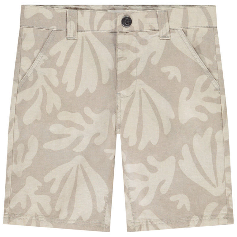 Bermuda fantaisie en toile imprimée feuillages garçon