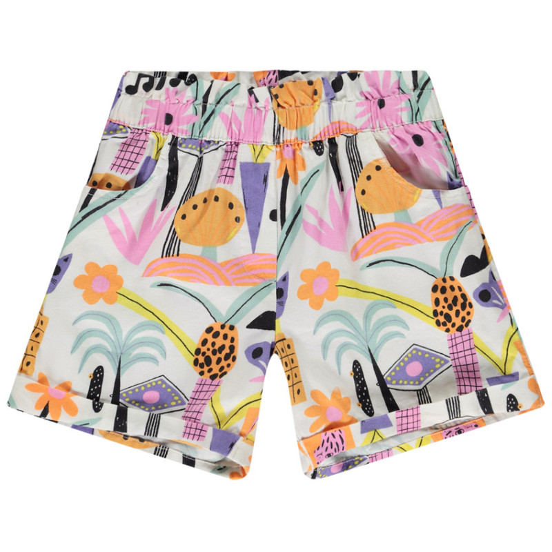Short en sergé imprimé fantaisie fille
