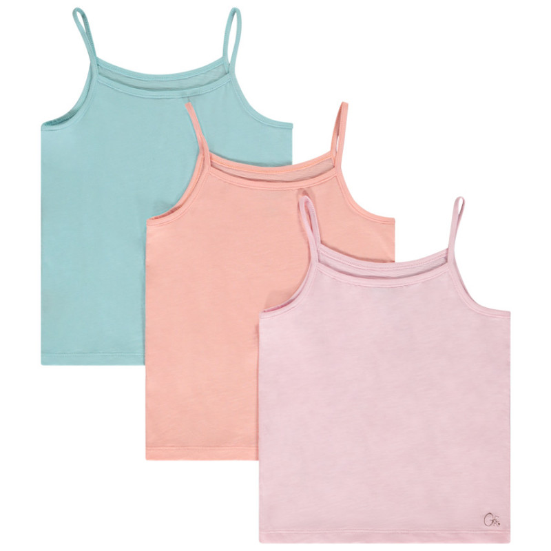 Lot de 3 débardeurs unis à bretelles fine fille