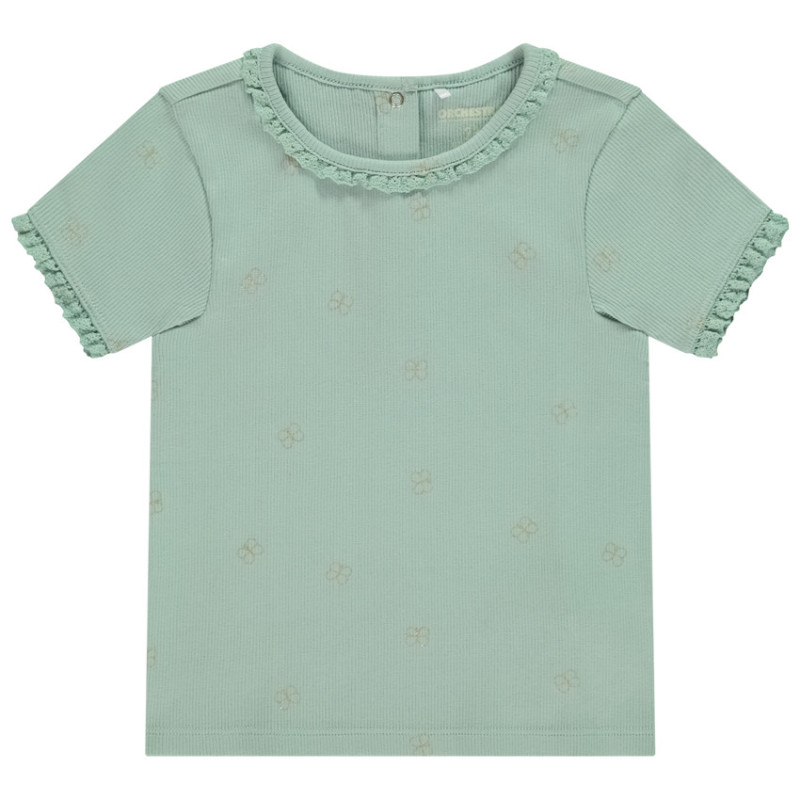 T-shirt manches courtes côtelé imprimé papillons pour bébé f