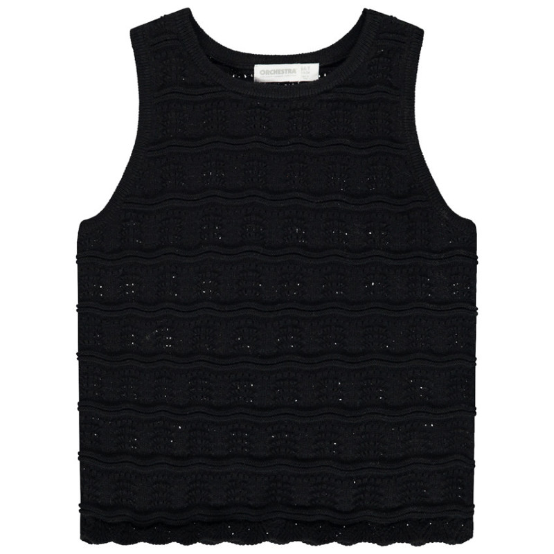 Débardeur uni en crochet ajouré fille