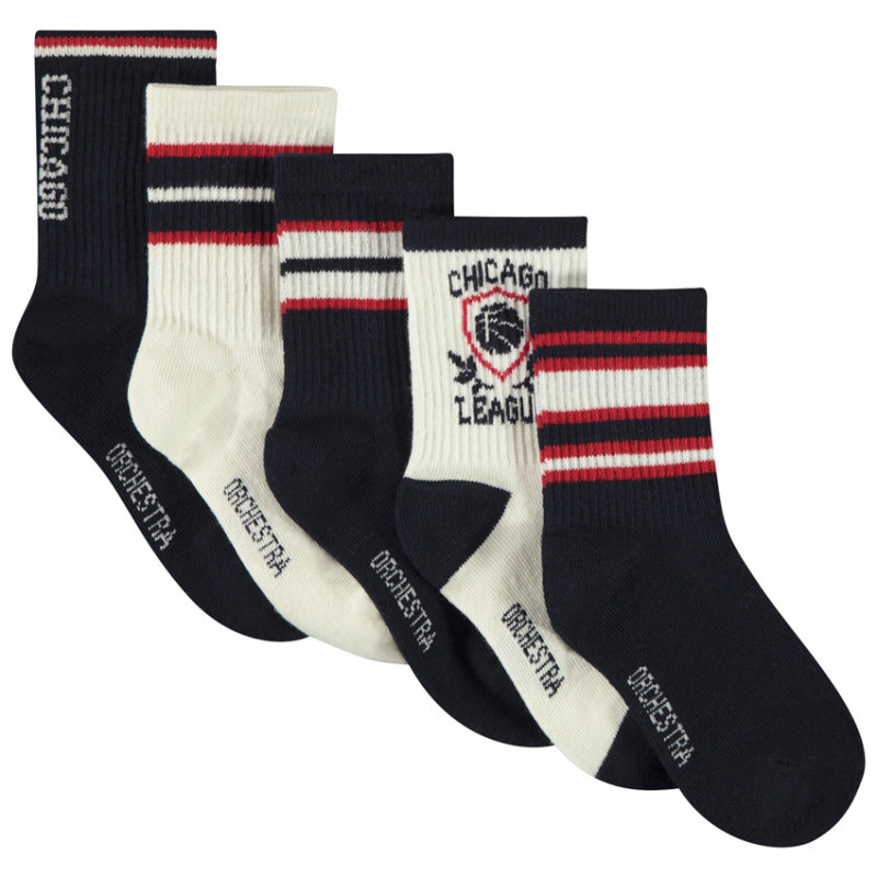 Lot de 5 paires de chaussettes tricolores pour garçon