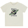 T-shirt manches courtes patch brodé planète pour garçon