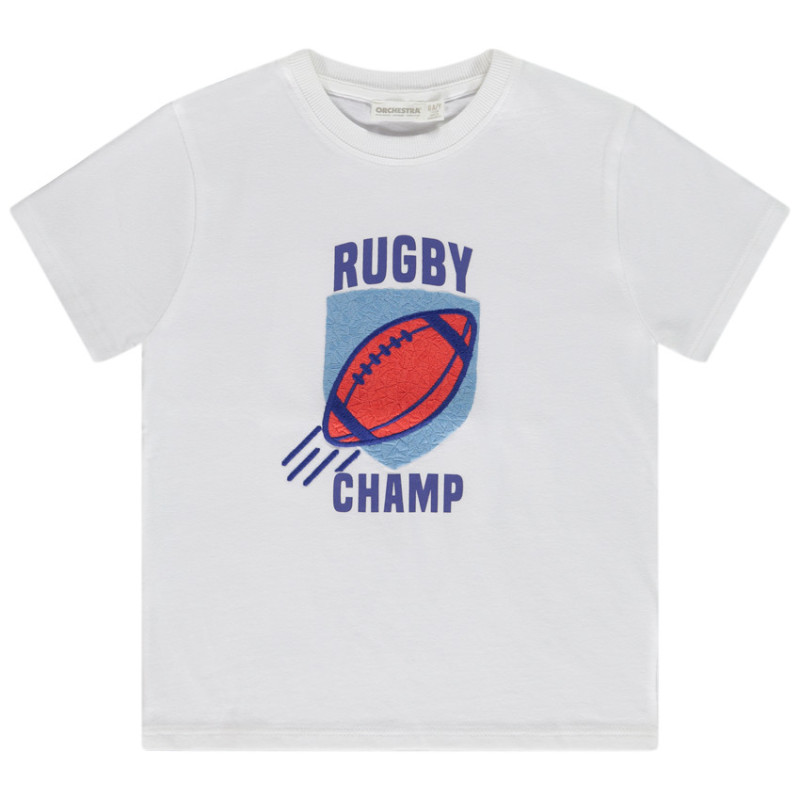 T-shirt manches courtes patch brodé rugby pour garçon
