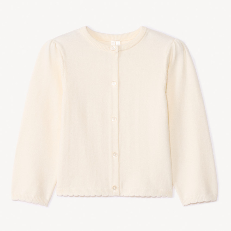 Gilet en tricot uni festonné pour bébé fille