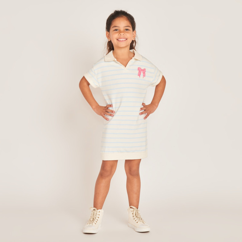 Robe polo col évasé à rayures fille