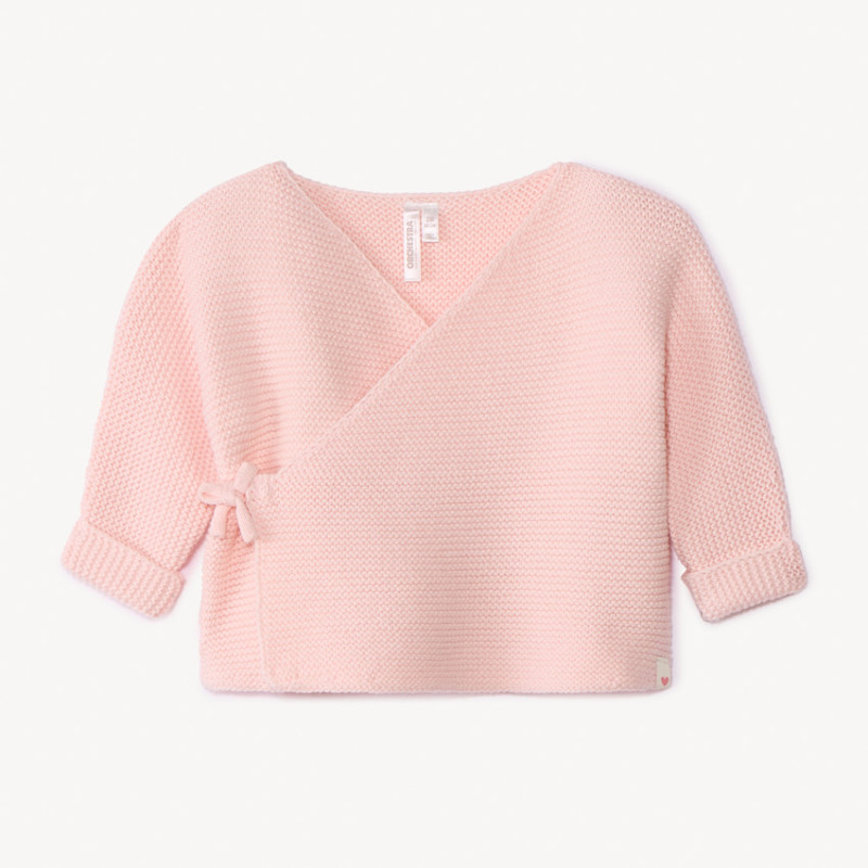 Brassière en tricot point mousse uni pour bébé fille