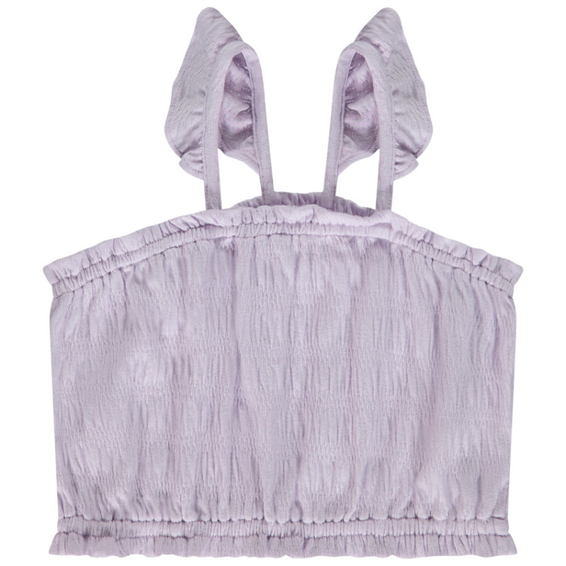 Crop top smocké à bretelles volantées fille