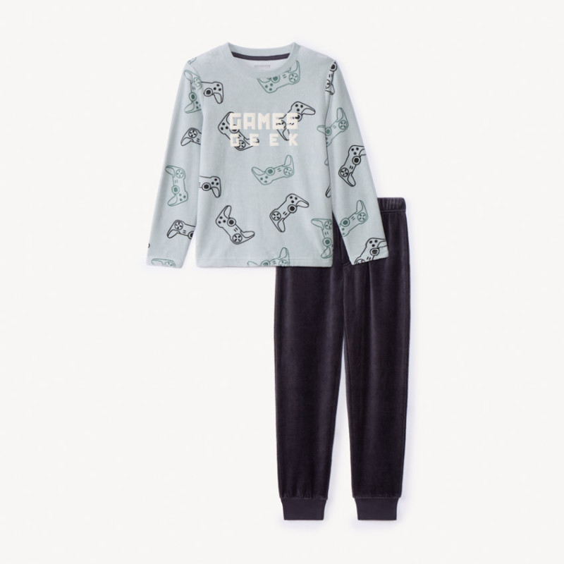 Set pyjama en velours imprimé gameboy garçon