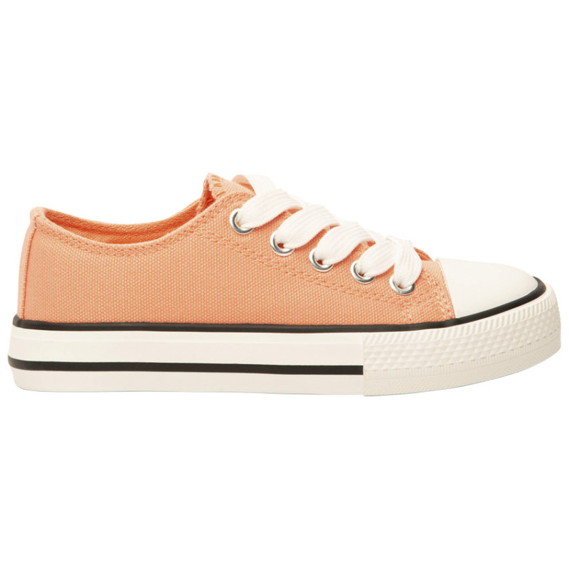 Baskets basses en toile corail avec lacets fille